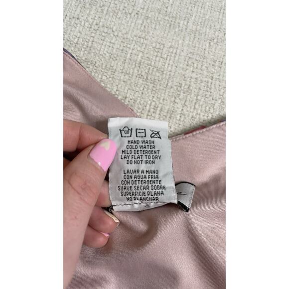 Breakin' Loose Y2K 90s Pink Floral Ruffle V-Neck Asymetrical Midi Dress Sz 9/10 - Picture 14 of 15